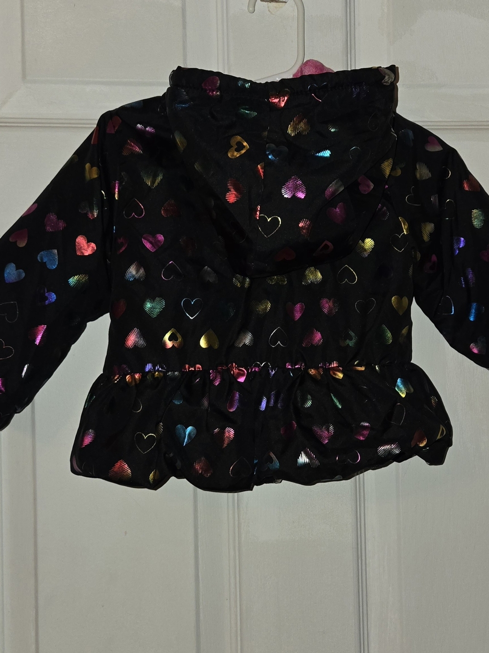 Penelope Mack Girls' Black Metallic Heart Hooded Puffer Jacket SZ 18M - Picture 2 of 7